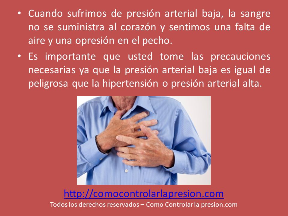 Precaución para la presión arterial